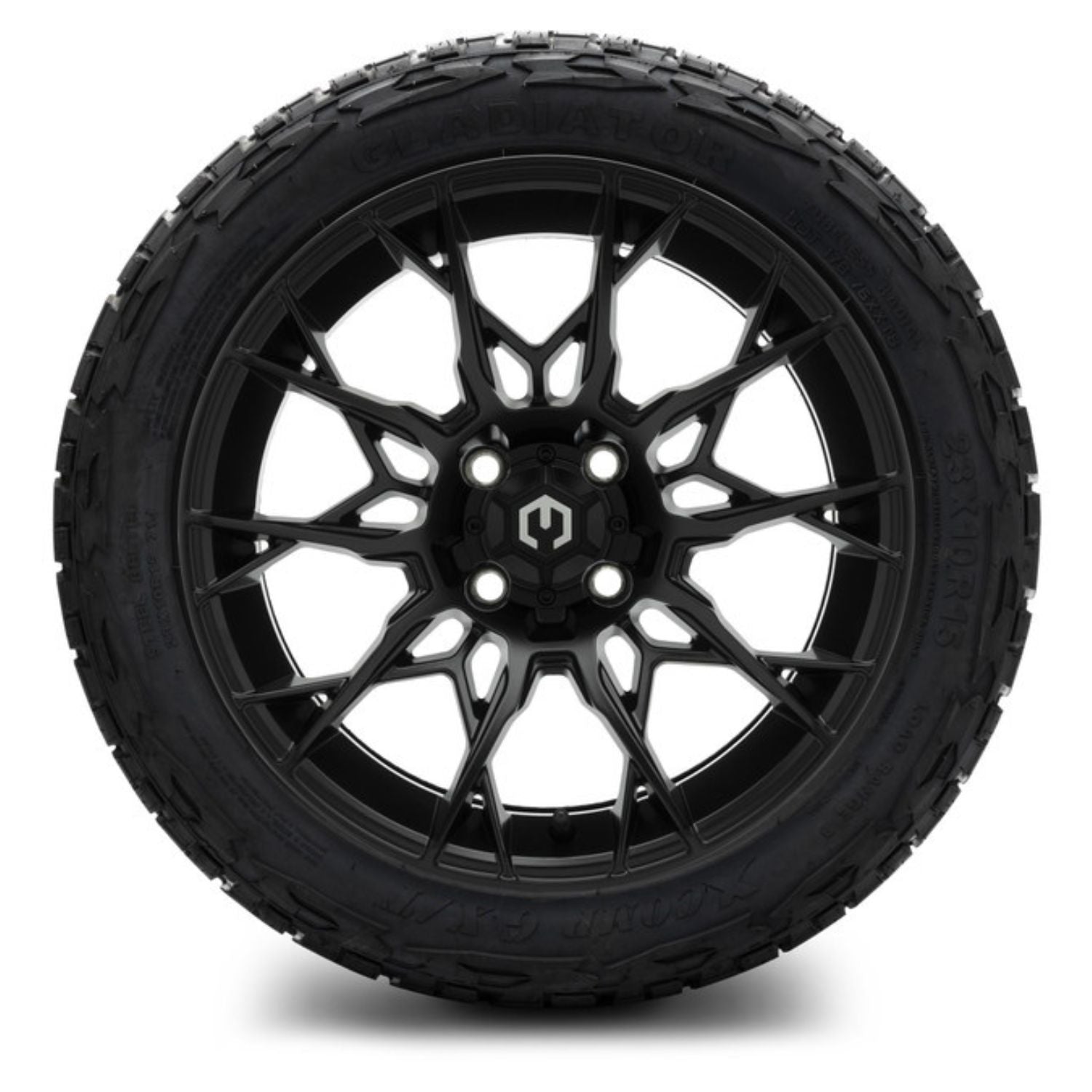 MODZ® 15" Chaos Matte Black Wheels & Off-Road Tires Combo (Xcomp Gladiator Steel Belted Radial 23x10-15)