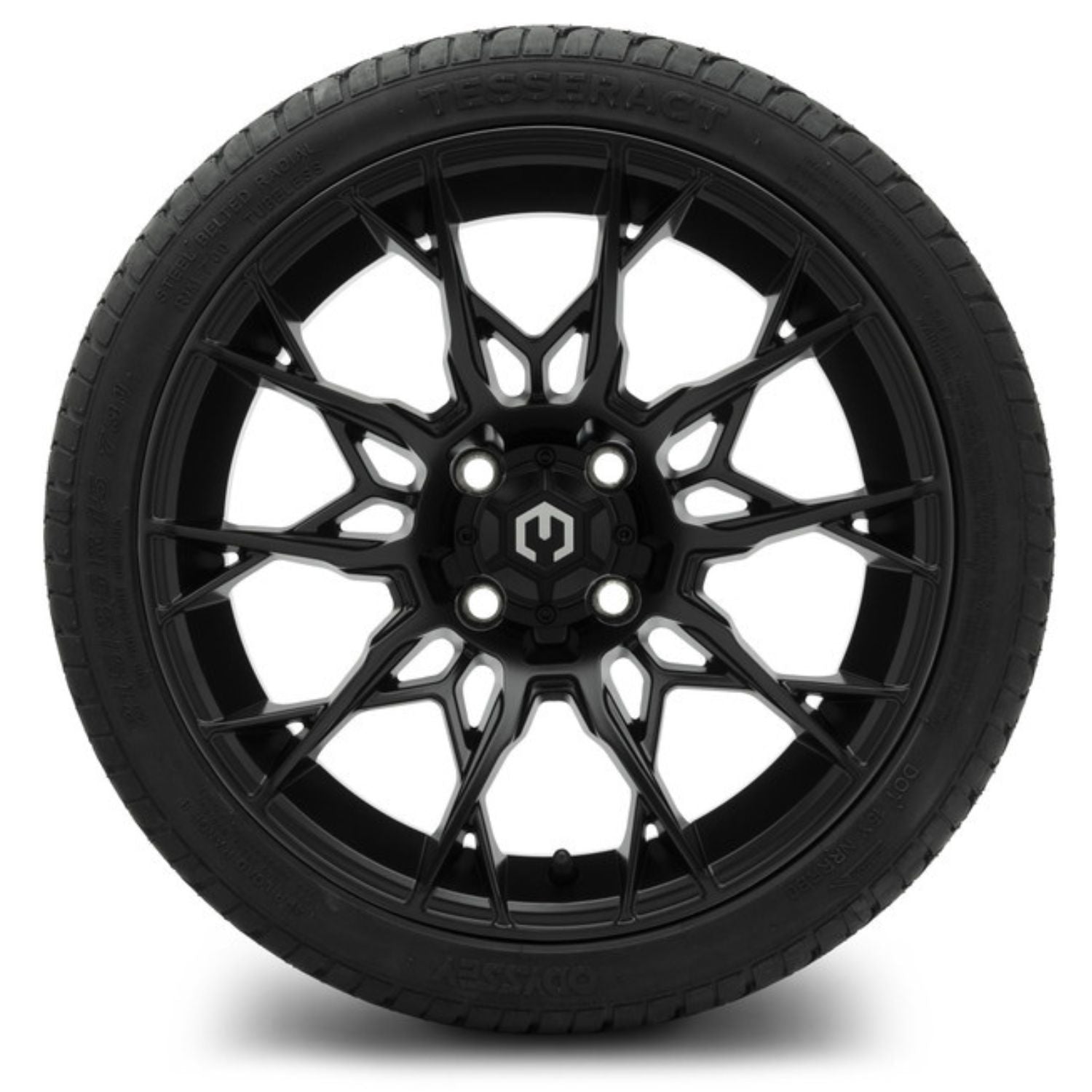 MODZ® 15" Chaos Matte Black Wheels & Street Tires Combo (Odyssey Tesseract Steel-Belted Radial 215/35-R15)
