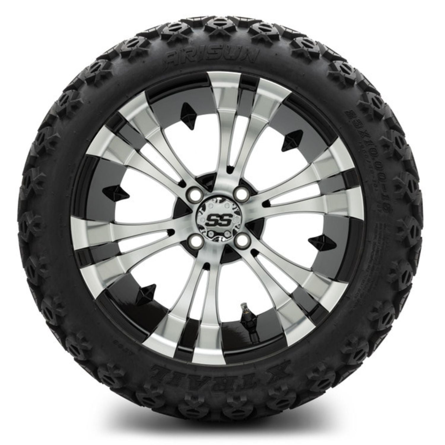 MODZ® 15" Vampire Machined Black Wheels & Off-Road Tires Combo (Arisun X-Trail All-Terrain 23x10-15)