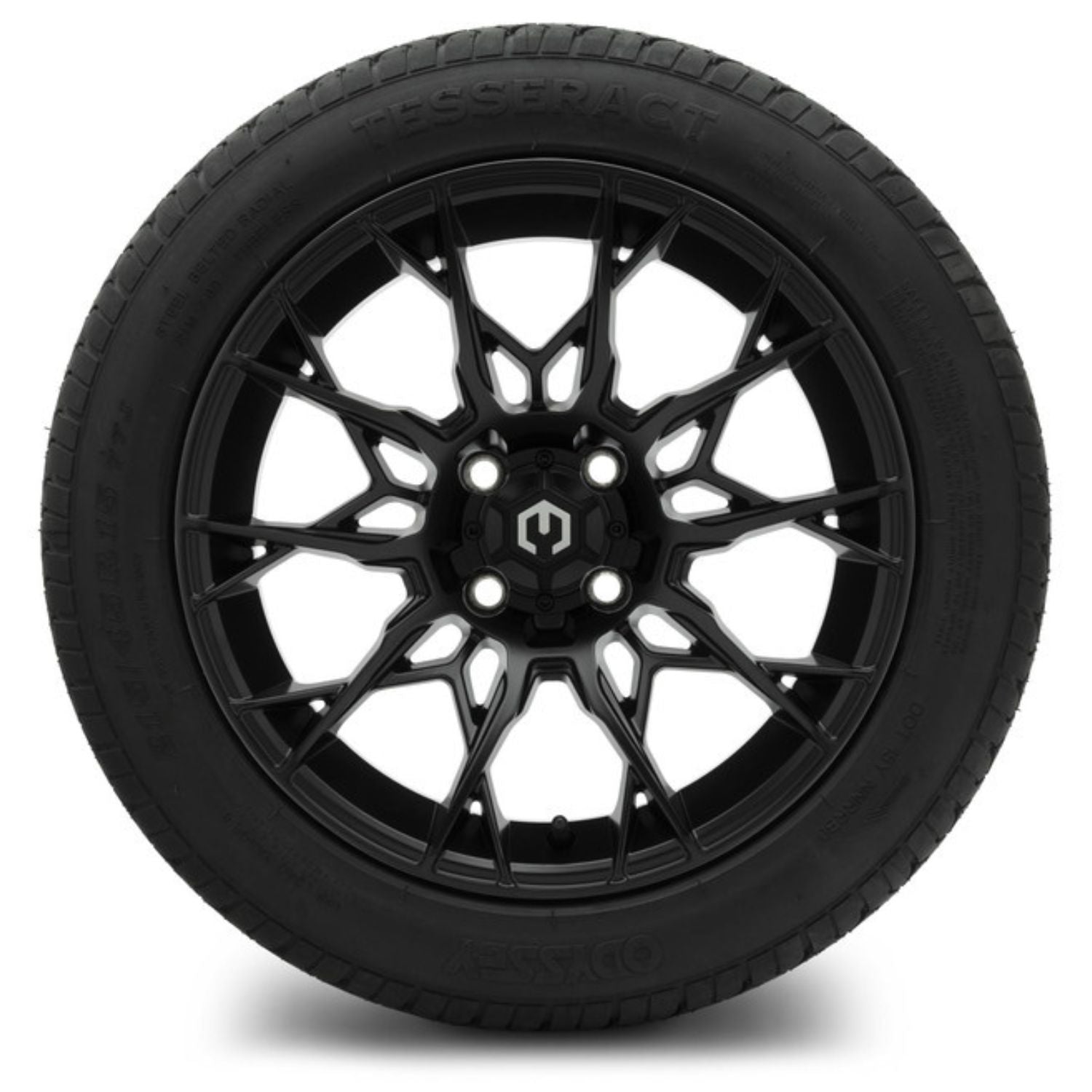 MODZ® 15" Chaos Matte Black Wheels & Street Tires Combo (Odyssey Tesseract Steel-Belted Radial 215/45-R15)