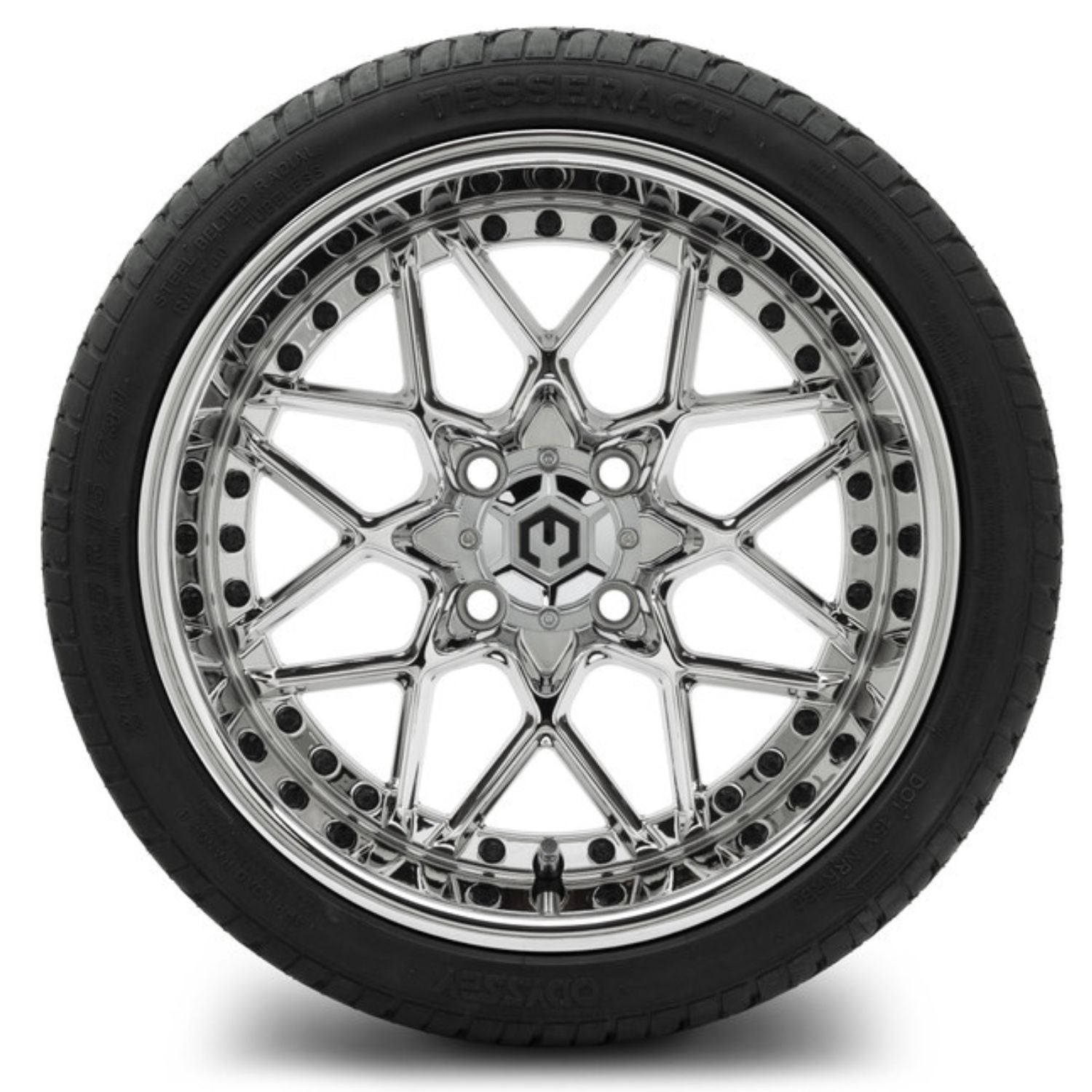 MODZ® 15" Formula Chrome Wheels & Street Tires Combo (Odyssey Tesseract Steel-Belted Radial 215/35-R15)