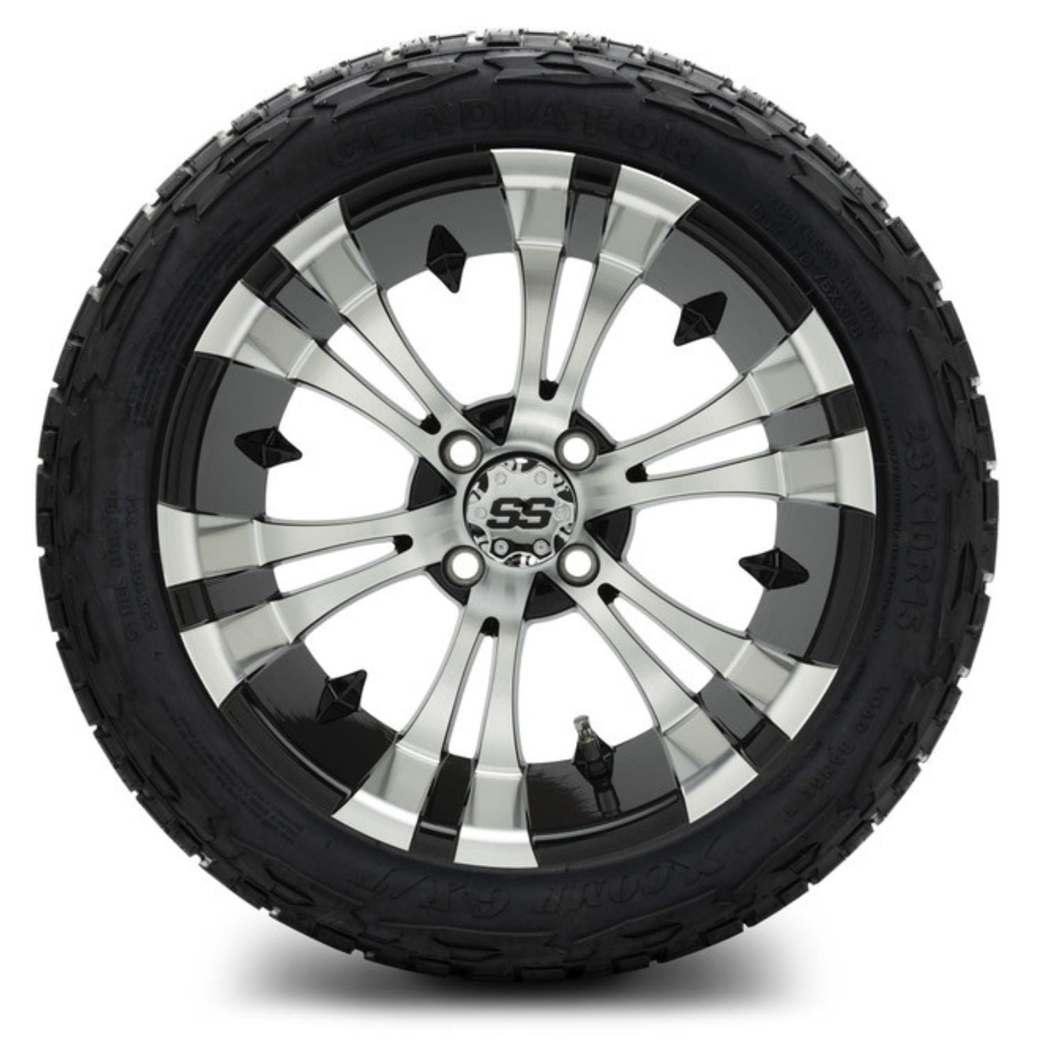 MODZ® 15" Vampire Machined Black Wheels & Off-Road Tires Combo (Xcomp Gladiator Steel Belted Radial 23x10-15)