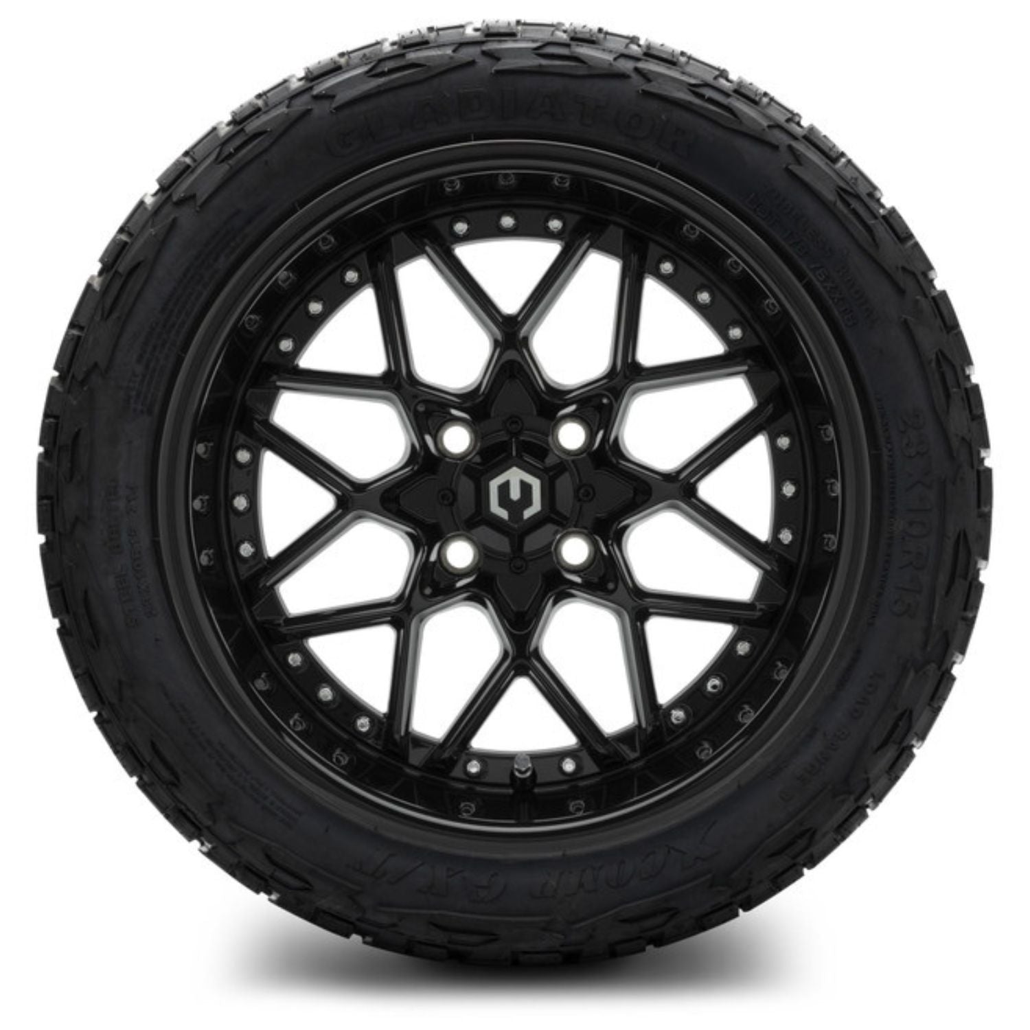 MODZ® 15" Formula Glossy Black Wheels & Off-Road Tires Combo (Xcomp Gladiator Steel Belted Radial 23x10-15)