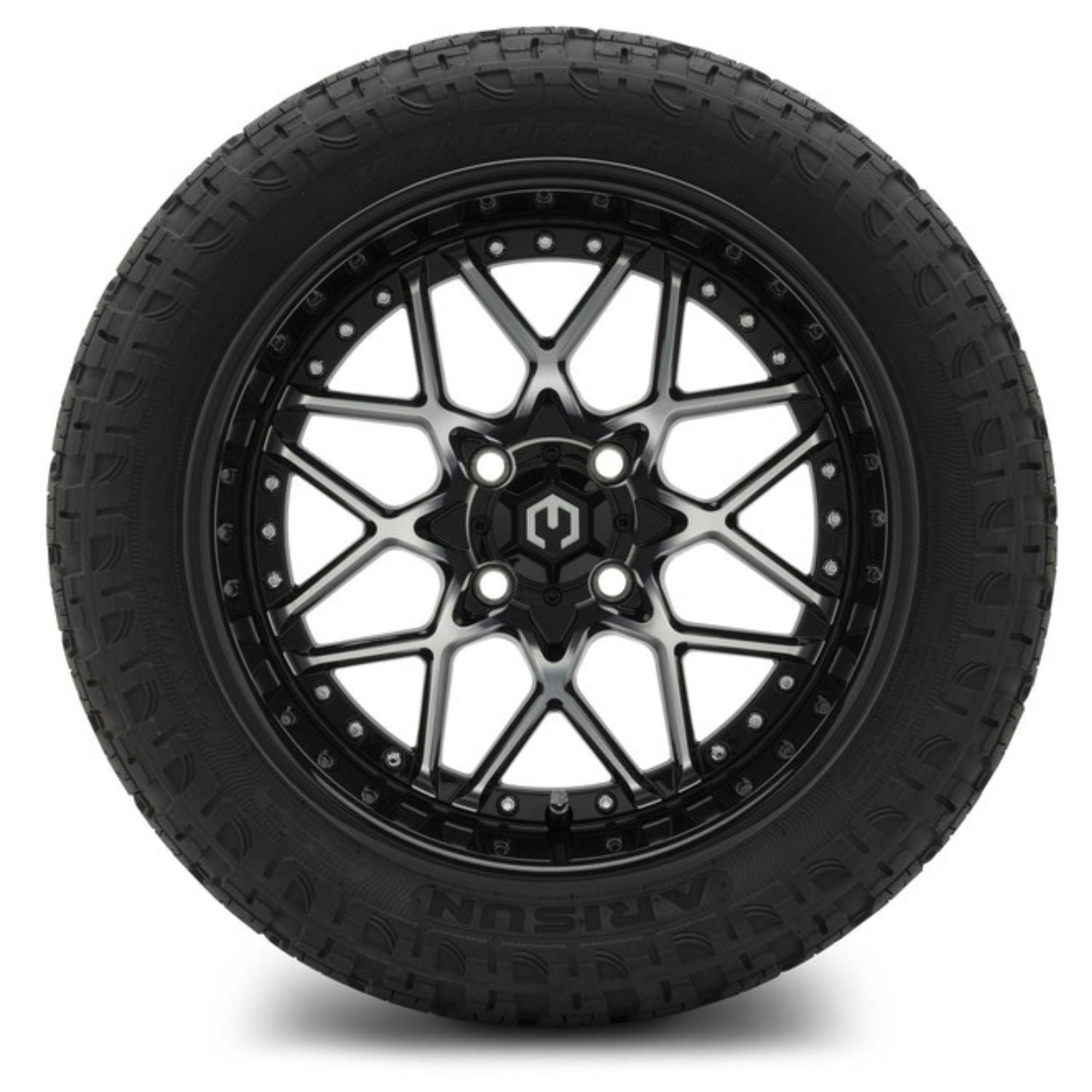 MODZ® 15" Formula Machined Black Wheels & Off-Road Tires Combo (Arisun X-Armory Steel Belted Radial 23x10-15)