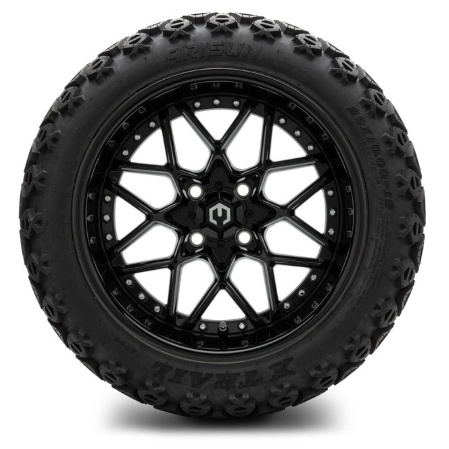 MODZ® 15" Formula Glossy Black Wheels & Off-Road Tires Combo (Arisun X-Trail All-Terrain 23x10-15)