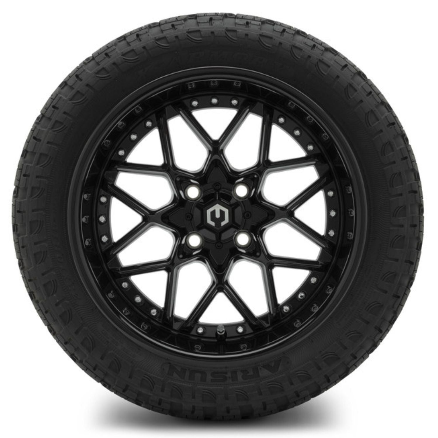 MODZ® 15" Formula Glossy Black Wheels & Off-Road Tires Combo (Arisun X-Armory Steel Belted Radial 23x10-15)