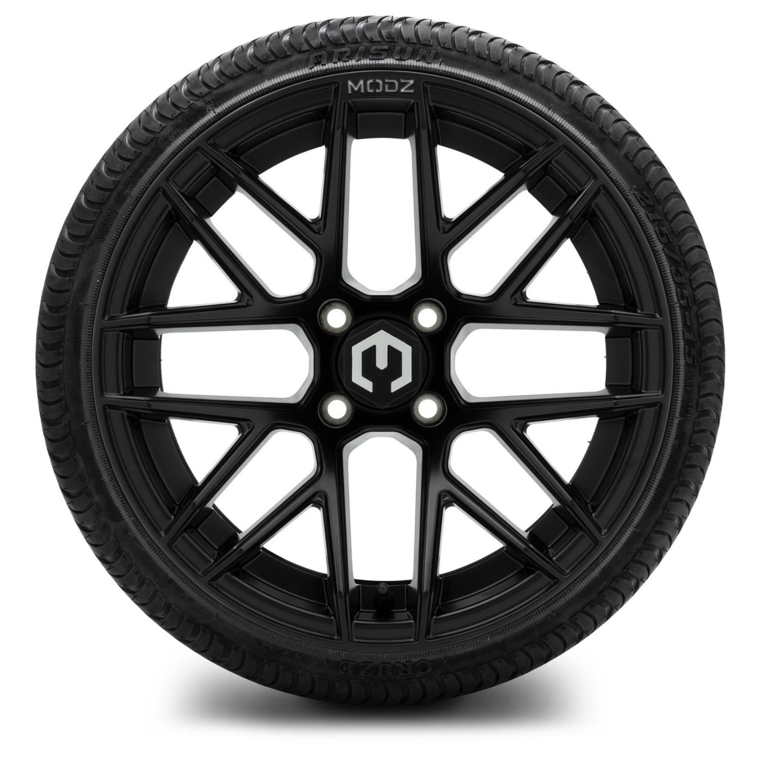 MODZ® 15" Matrix Matte Black Wheels & Street Tires Combo (Arisun Cruze 215/35-15)