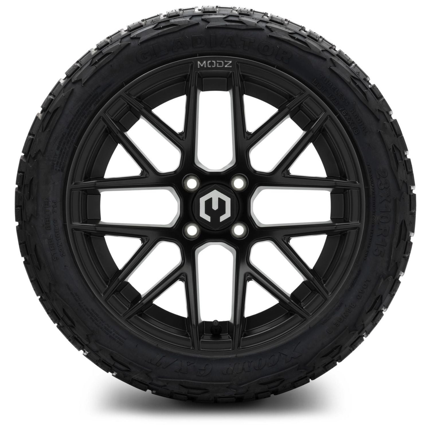 MODZ® 15" Matrix Matte Black Wheels & Off-Road Tires Combo (Xcomp Gladiator Steel Belted Radial 23x10-15)