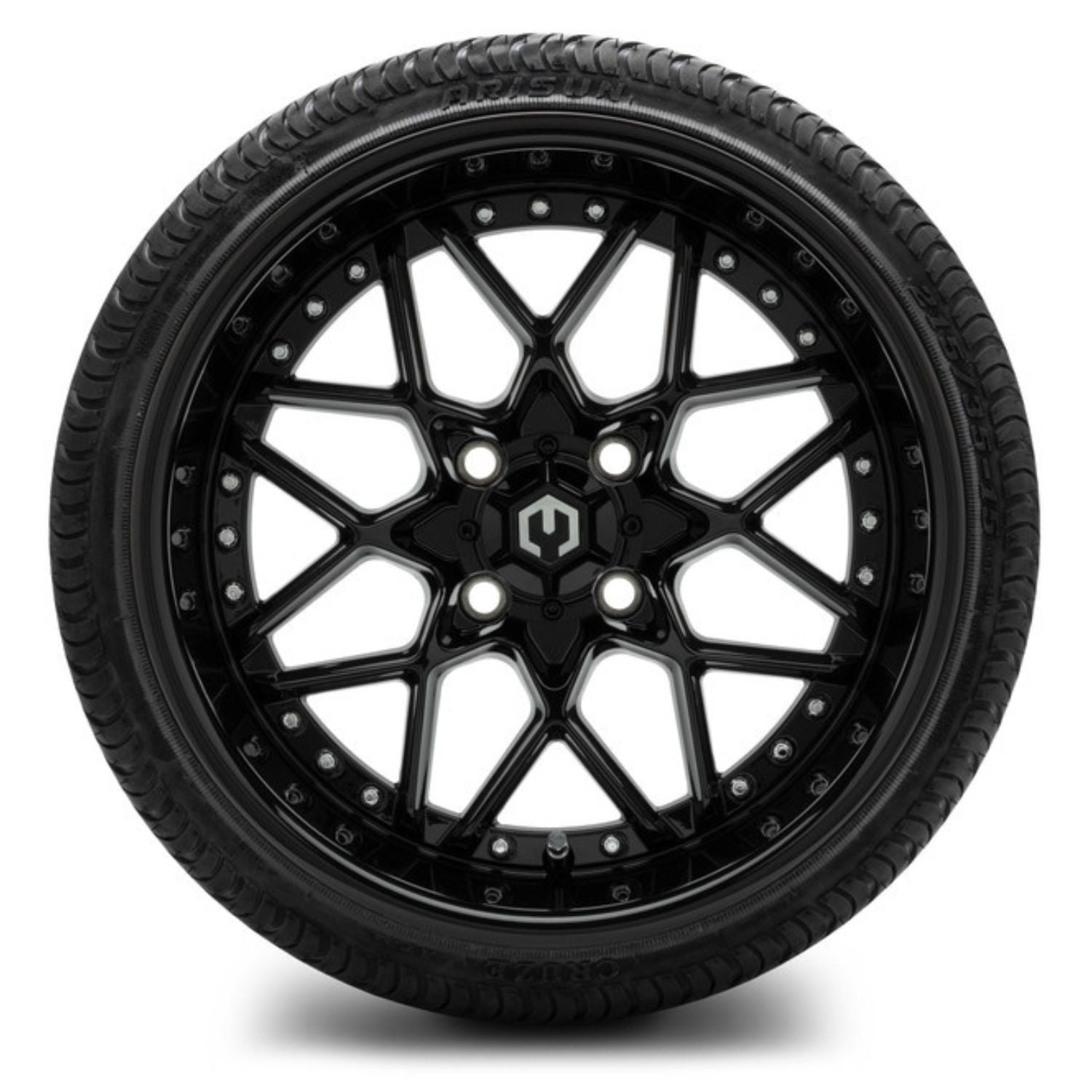 MODZ® 15" Formula Glossy Black Wheels & Street Tires Combo (Arisun Cruze 215/35-15)