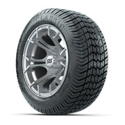GTW® Spyder Silver Brush 12 in Wheels with 215/40-12 Excel Classic Street Tires – Full Set
