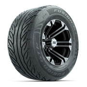 GTW® Specter Black/Machined 12 in Wheels with 255/55-R12 Fusion GTR Steel Belt Radial Street Tires – Full Set