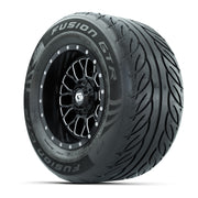 GTW® Helix Black/Machined 12 in Wheels with 255/55-R12 Fusion GTR Steel Belt Radial Street Tires – Full Set