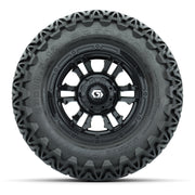 GTW® Shogun Gloss Black 12 in Wheels with 23X10.5-12 Predator All-Terrain Tires – Full Set