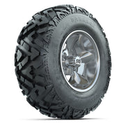GTW® Godfather Chrome 12 in Wheels with 25X10-12 Barrage Mud Tires – Full Set