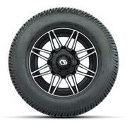 GTW® Stealth Black/Machined 12 in Wheels with 255/50-12 Excel Classic Street Tires – Full Set