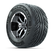 GTW® Storm Trooper Black/Machined 12 in Wheels with 255/55-R12 Fusion GTR Steel Belt Radial Street Tires – Full Set