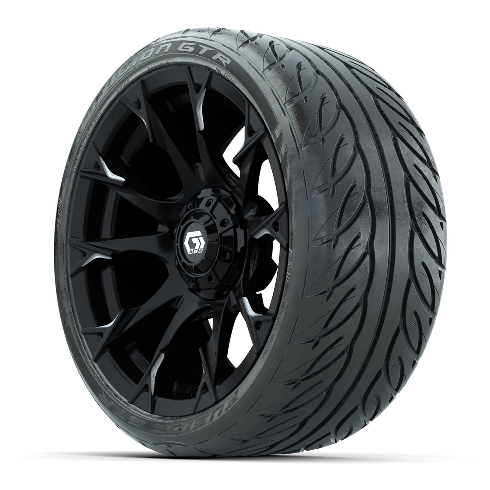 GTW® Diablo Gloss Black/Machined 15 in Wheels with 215/40-R1 - 3/4 view