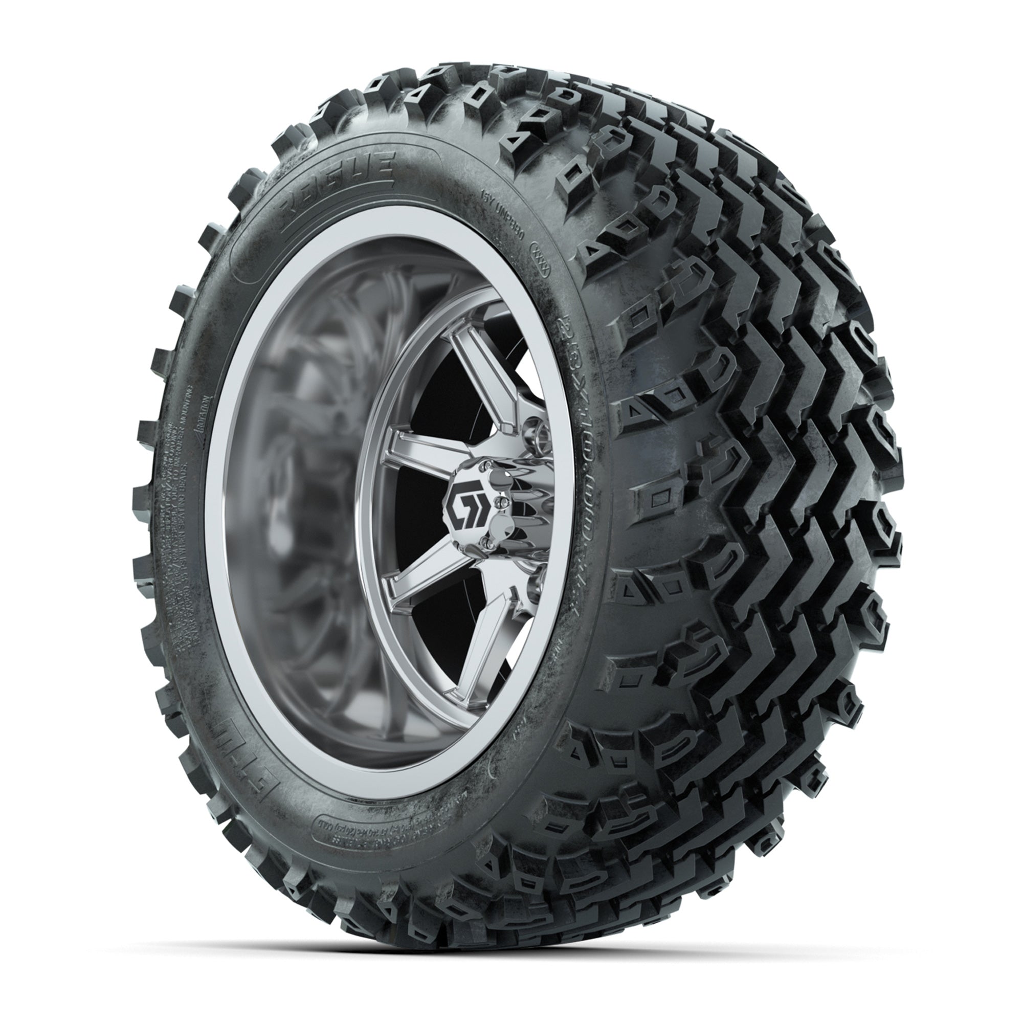 GTW Reaper Chrome 14 in Wheels with 23X10-R14 Rogue All-Terrain Tires – Full Set