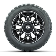 GTW® Stellar Black/Machined 12 in Wheels with 20X10-12 Nomad Steel Belt Radial All-Terrain Tires – Full Set