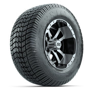 GTW® Storm Trooper Black/Machined 12 in Wheels with 255/50-12 Excel Classic Street Tires – Full Set