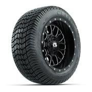 GTW® Helix Black/Machined 12 in Wheels with 215/40-12 Excel Classic Street Tires – Full Set