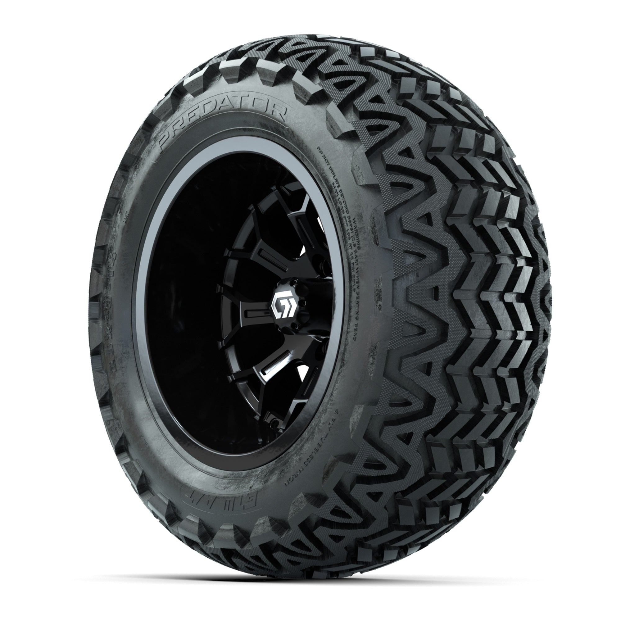 GTW Assault Gloss Black 14 in Wheels with 23X10-14 Predator All-Terrain Tires – Full Set