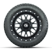 GTW® Helix Black/Machined 12 in Wheels with 215/40-12 Excel Classic Street Tires – Full Set