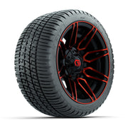 GTW® Stealth Red/Machined 12 in Wheels with 205/30-12 Fusion Street Tires – Full Set