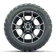 GTW® Spyder Black/Machined 12 in Wheels with 22X11-R12 Nomad Steel Belt Radial All-Terrain Tires – Full Set
