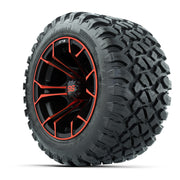 GTW® Spyder Black/Red 12 in Wheels with 22X11-R12 Nomad Steel Belt Radial All-Terrain Tires – Full Set