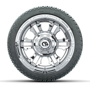 GTW® Shogun Chrome 12 in Wheels with 205/30-12 Fusion Street Tires – Full Set