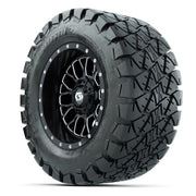 GTW® Helix Black/Machined 12 in Wheels with 22X10-12 Timberwolf All-Terrain Tires – Full Set