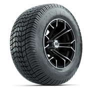 GTW® Spyder Black/Machined 12 in Wheels with 255/50-12 Excel Classic Street Tires – Full Set
