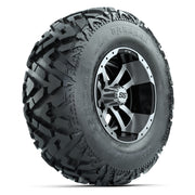 GTW® Storm Trooper Black/Machined 12 in Wheels with 25X10-12 Barrage Mud Tires – Full Set