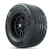 GTW® Titan Black/Machined 12 in Wheels with 255/55-R12 Fusion GTR Steel Belt Radial Street Tires – Full Set