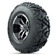 GTW® Storm Trooper Black/Machined 12 in Wheels with 25X10-12 Barrage Mud Tires – Full Set