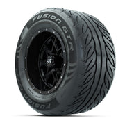 GTW® Vortex 2 Matte Black 12 in Wheels with 255/55-R12 Fusion GTR Steel Belt Radial Street Tires – Full Set