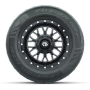 GTW® Helix Black/Machined 12 in Wheels with 255/55-R12 Fusion GTR Steel Belt Radial Street Tires – Full Set