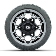 GTW® Nexus Black with Silver Face 12 in Wheels with 205/30-12 Fusion Street Tires – Full Set