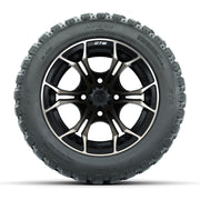 GTW® Spyder Matte Black/Bronze 12 in Wheels with 20X10-12 Nomad Steel Belt Radial All-Terrain Tires – Full Set