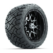 GTW Vortex Matte Black/Machined 12 in Wheels with 215/40-R12 Maverick Low-Profile All-Terrain Tires – Full Set