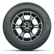 GTW® Spyder Black/Machined 12 in Wheels with 255/50-12 Excel Classic Street Tires – Full Set
