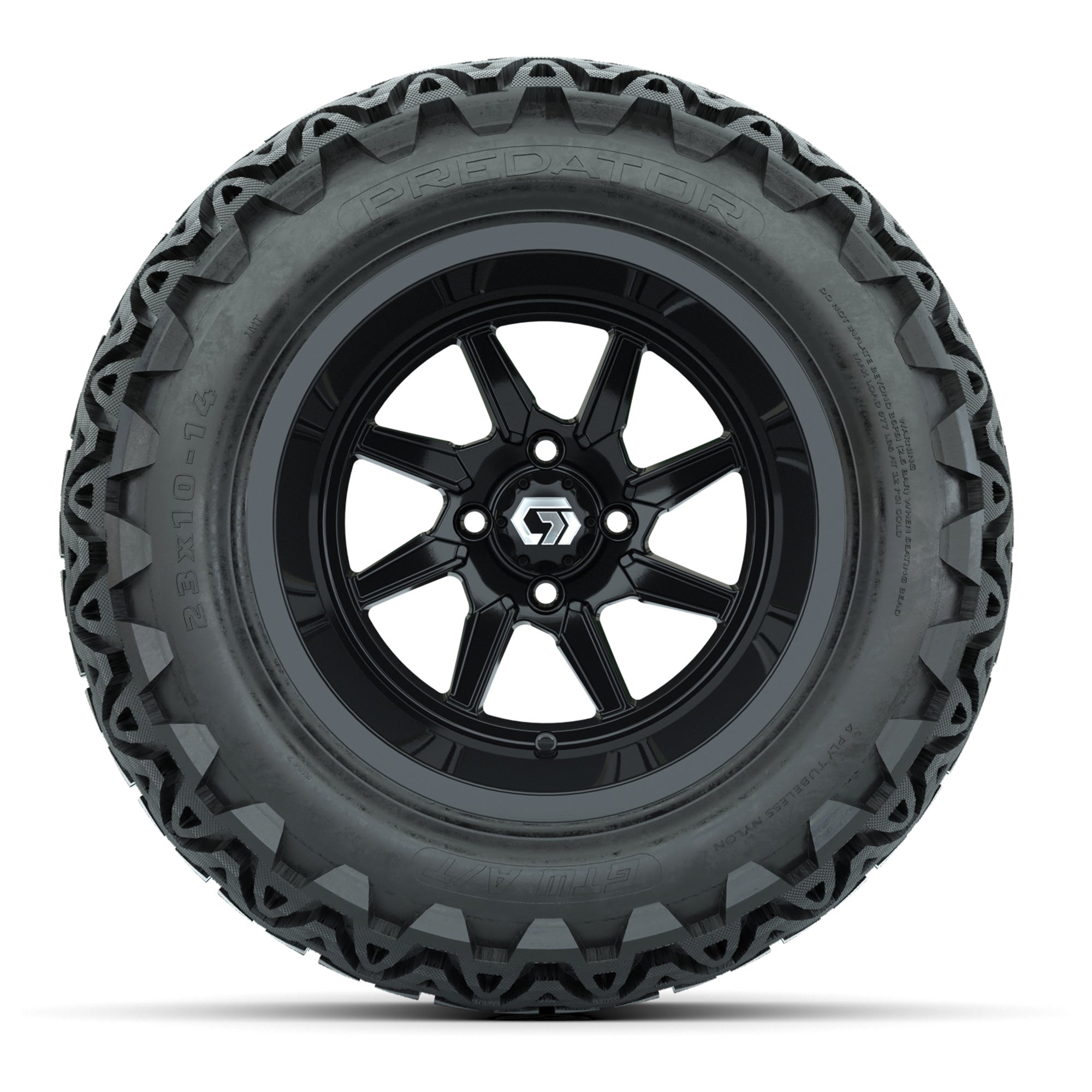 GTW Reaper Gloss Black 14 in Wheels with 23X10-14 Predator All-Terrain Tires – Full Set