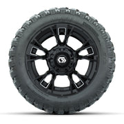 GTW® Vandal Matte Black/Machined 12 in Wheels with 22X11-R12 Nomad Steel Belt Radial All-Terrain Tires – Full Set