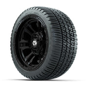 GTW® Shogun Gloss Black 12 in Wheels with 205/30-12 Fusion Street Tires – Full Set
