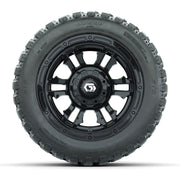GTW® Shogun Gloss Black 12 in Wheels with 20X10-12 Nomad Steel Belt Radial All-Terrain Tires – Full Set