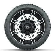 GTW® Stealth Black/Machined 12 in Wheels with 215/35-12 Mamba Street Tires – Full Set