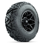 GTW® Stellar Black/Machined 12 in Wheels with 25X10-12 Barrage Mud Tires – Full Set