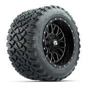 GTW® Helix Black/Machined 12 in Wheels with 20X10-12 Nomad Steel Belt Radial All-Terrain Tires – Full Set