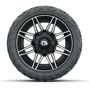 GTW Stealth Gloss Black/Machined 12 in Wheels with 215/40-R12 Maverick Low-Profile All-Terrain Tires – Full Set